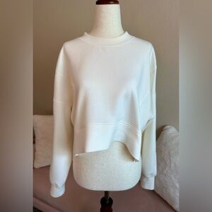 Abercrombie & Fitch YPB Cropped Sweatshirt Ivory Cream Womens S Athletic